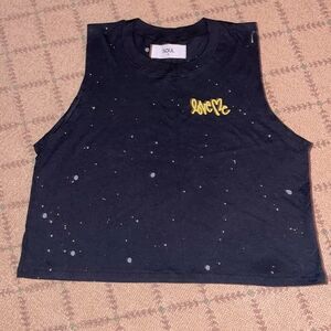 Soul Cycle crop shirt w splatters NWOT S